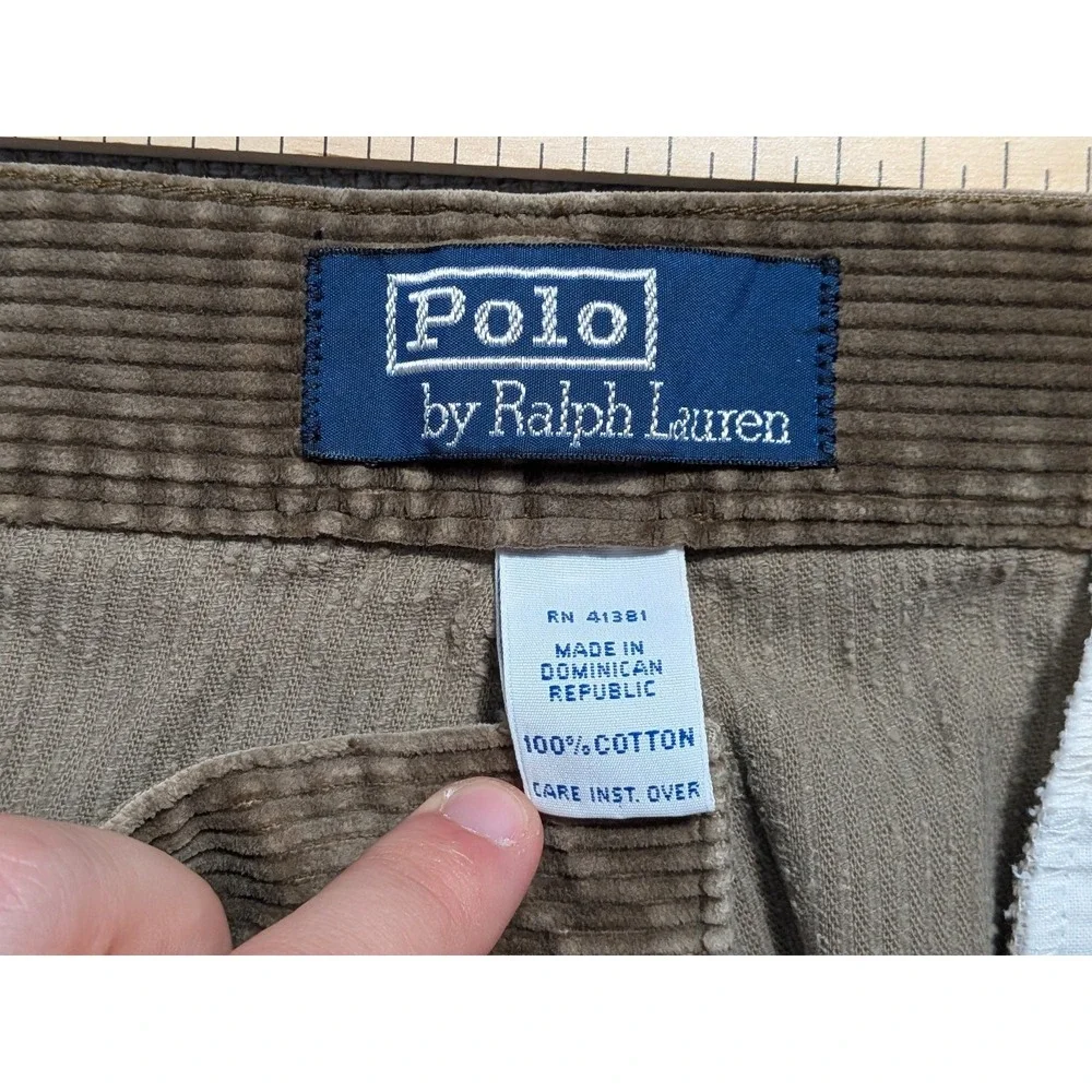Polo Ralph Lauren Cords Mens Pants Brown 36x32 VTG Corduroy Classic Pleated
